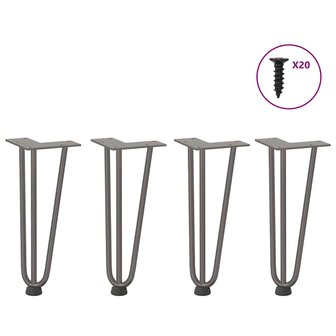 Haarspeld tafelpoten 4 st 30 cm massief staal naturel 1