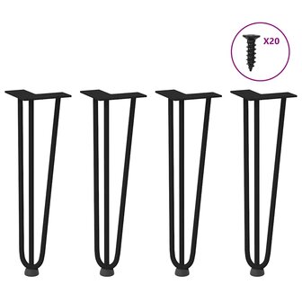 Haarspeld tafelpoten 4 st 42 cm massief staal zwart 1