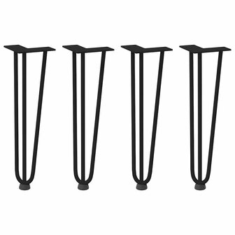 Haarspeld tafelpoten 4 st 42 cm massief staal zwart 2