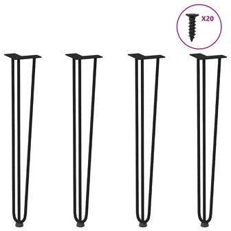 Haarspeld tafelpoten 4 st 72 cm massief staal zwart 1