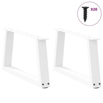 Eettafelpoten 2 st V-vormig 50x(30-31,3) cm staal wit 3