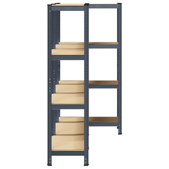 Opbergrekken 4-laags 3 st staal &amp; bewerkt hout antracietkleurig 5