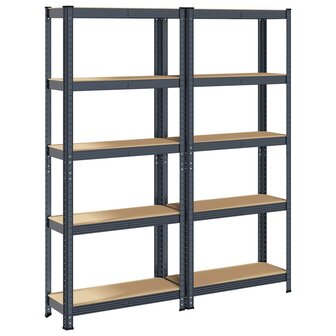 5 Laags Opbergrek 2 stuks antracietkleurig staal &amp; bewerkt hout 2