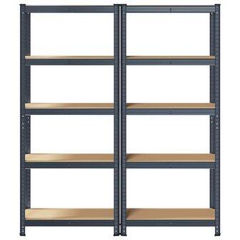 5 Laags Opbergrek 2 stuks antracietkleurig staal &amp; bewerkt hout 4