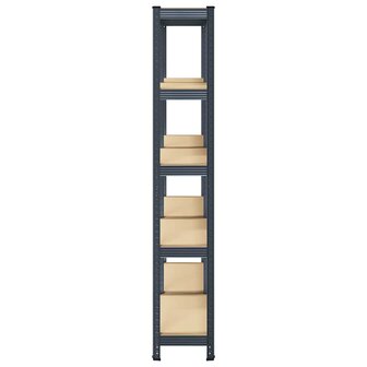 5 Laags Opbergrek 2 stuks antracietkleurig staal &amp; bewerkt hout 5