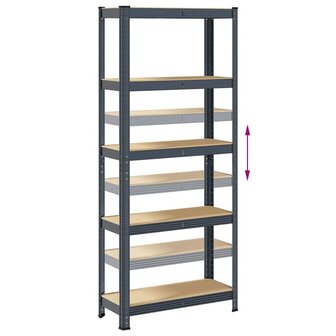 5 Laags Opbergrek 2 stuks antracietkleurig staal &amp; bewerkt hout 8