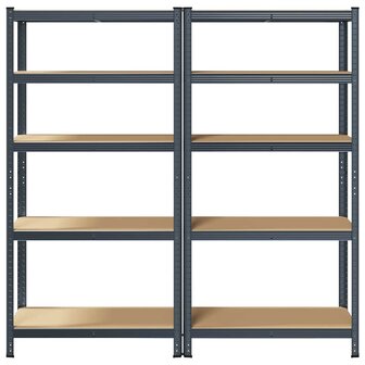 5 Laags Opbergrek 2 stuks antracietkleurig staal &amp; bewerkt hout 4