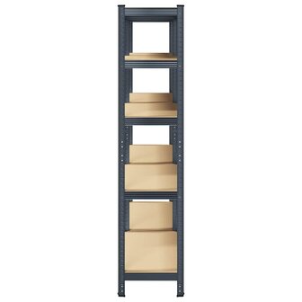 5 Laags Opbergrek 2 stuks antracietkleurig staal &amp; bewerkt hout 5