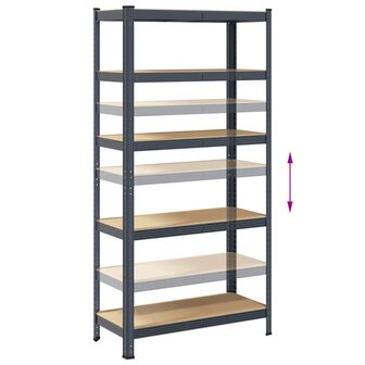 5 Laags Opbergrek 2 stuks antracietkleurig staal &amp; bewerkt hout 8