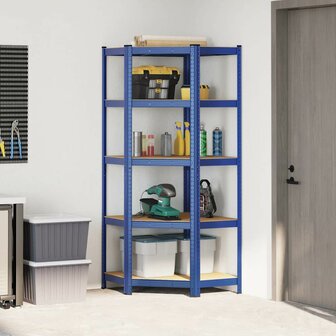 Hoekrek 5-laags staal en bewerkt hout blauw 3