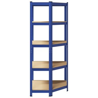Hoekrek 5-laags staal en bewerkt hout blauw 4