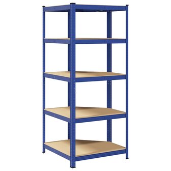 Hoekrek 5-laags staal en bewerkt hout blauw 5
