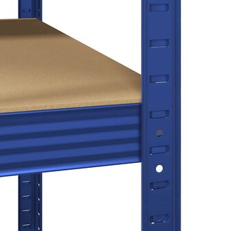 Hoekrek 5-laags staal en bewerkt hout blauw 8