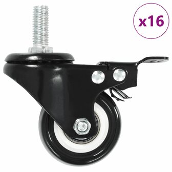 Zwenkwielen 16 st met remmen 50 mm 1
