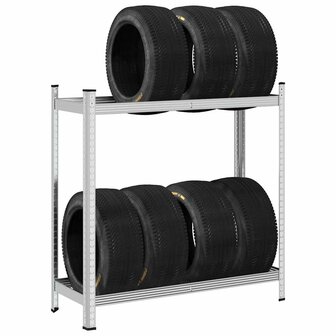 Bandenrek 2-laags 110x40x109 cm staal zilverkleurig 1