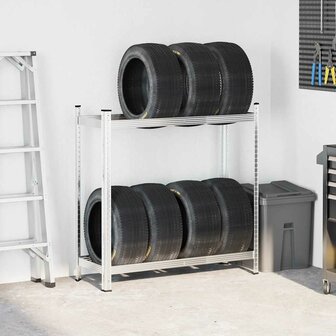 Bandenrek 2-laags 110x40x109 cm staal zilverkleurig 3