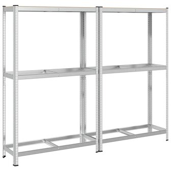 2-laags bandenrekken 2st 110x40x180cm staal&amp;bewerkt hout zilver 2