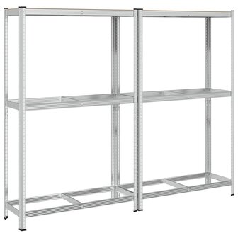 2-laags bandenrekken 2st 110x40x180cm staal&amp;bewerkt hout zilver 6