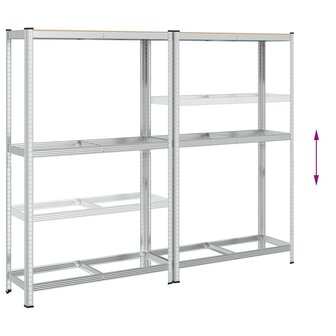 2-laags bandenrekken 2st 110x40x180cm staal&amp;bewerkt hout zilver 7