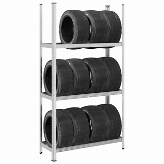 Bandenrek 3-laags 110x40x200 cm staal zilverkleurig 1