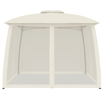 Prieel zijwanden van gaas en dubbel dak 2,93x2,93 m staal cr&egrave;me 3