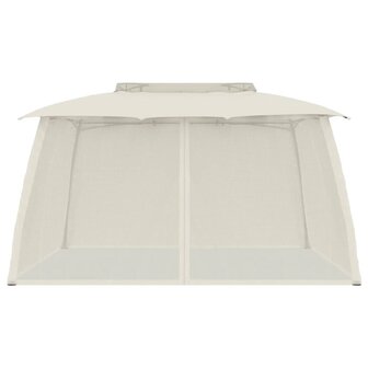 Prieel zijwanden van gaas en dubbel dak 3,93x2,93 m staal cr&egrave;me 3