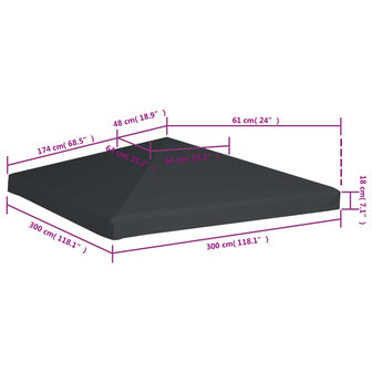 Prieeldak 310 g/m&sup2; 3x3 m grijs 6