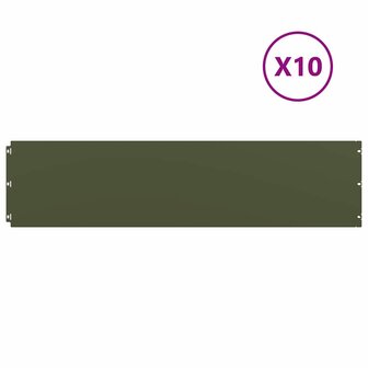 Gazonranden 10 st 25x103 cm koudgewalst staal olijfgroen 2