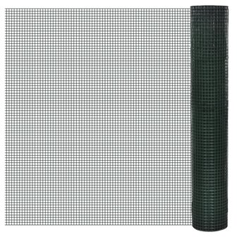 Kippengaas 25x1 m gegalvaniseerd staal met PVC-coating groen 1