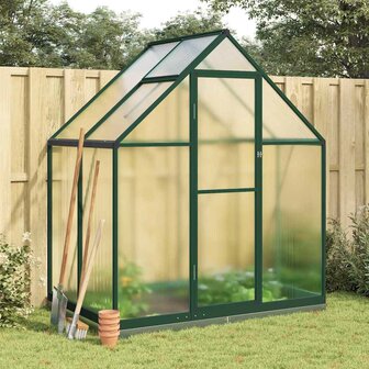 Tuinkas met basisframe 169x114x202 cm aluminium groen 1