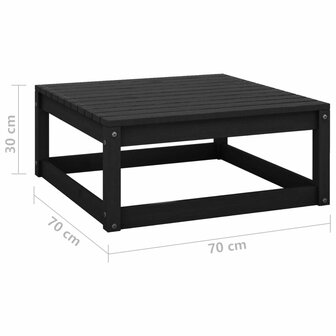 Tuinvoetenbank 70x70x30 cm massief grenenhout zwart 4