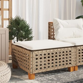 Tuinkruk met kussen 63,5x56x32 cm poly rattan beige 1