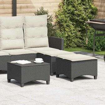 Tuinkrukken met kussens 2 st 55x55x36 cm poly rattan zwart 1