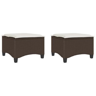 Tuinkrukken met kussens 2 st 55x55x36 cm poly rattan bruin 2