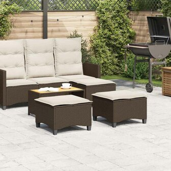 Tuinkrukken met kussens 2 st 55x55x36 cm poly rattan bruin 3