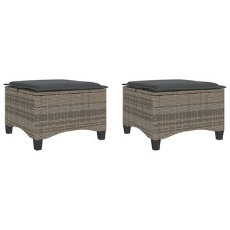 Tuinkrukken met kussens 2 st 55x55x36 cm poly rattan grijs 2