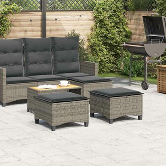 Tuinkrukken met kussens 2 st 55x55x36 cm poly rattan grijs 3