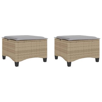 Tuinkrukken met kussens 2 st 55x55x36 cm poly rattan beige 2