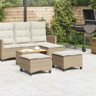 Tuinkrukken met kussens 2 st 55x55x36 cm poly rattan beige 3
