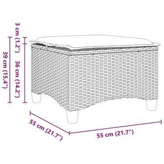 Tuinkrukken met kussens 2 st 55x55x36 cm poly rattan grijs 8