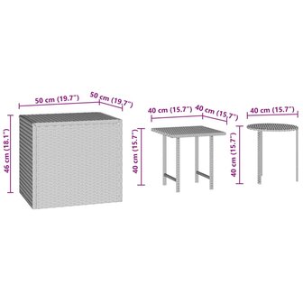 Tuinbijzettafels 3 st poly rattan bruin 7