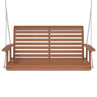 Tuinschommelbank met metalen kettingen massief vurenhout bruin 4