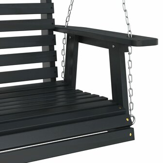 Tuinschommelbank met metalen kettingen massief vurenhout zwart 7