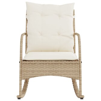 Tuinschommelstoel met kussens poly rattan beige 4