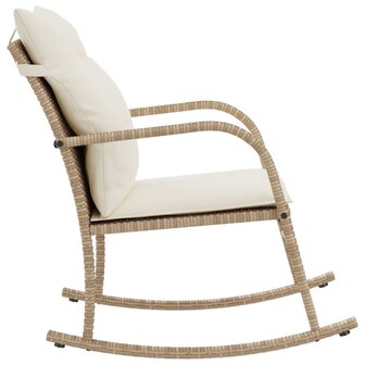 Tuinschommelstoel met kussens poly rattan beige 5