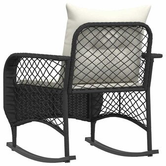 Tuinschommelstoel met kussens poly rattan zwart 6