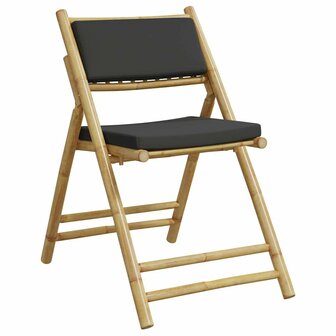 3-delige Bistroset inklapbaar met kussens bamboe donkergrijs 5