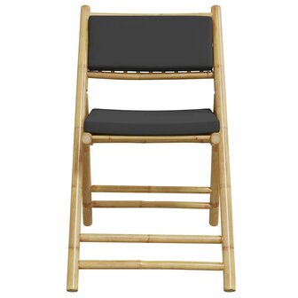 3-delige Bistroset inklapbaar met kussens bamboe donkergrijs 6