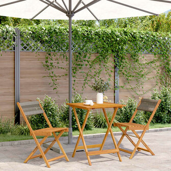 3-delige Bistroset polypropeen en massief hout grijs 1