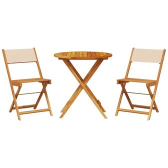 3-delige Bistroset stof en massief hout beige 2